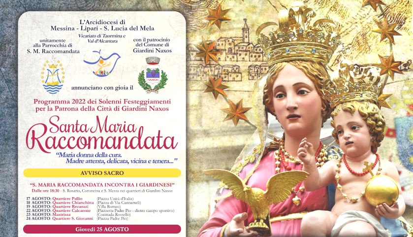 Programma Festa Santa Maria Raccomandata Giardini Naxos